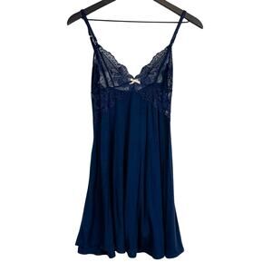 Elle Macpherson Intimates Lace Mini Slip Navy Blue Stretchy - S